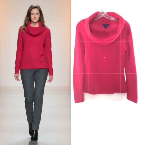 Ann Taylor Cashmere Sweater Women's Size M  Red Long Sleeve Cowl Neck Pullover - Picture 1 of 12
